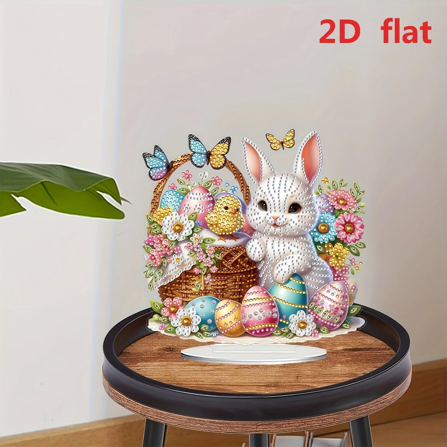 Diamond Painting Tafelornament Paashaas met Mand en Eieren