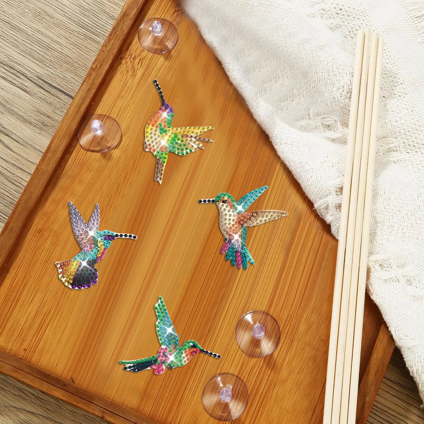 Diamond Painting Plantenstekers Kolibrie Set van Acht voor Potten