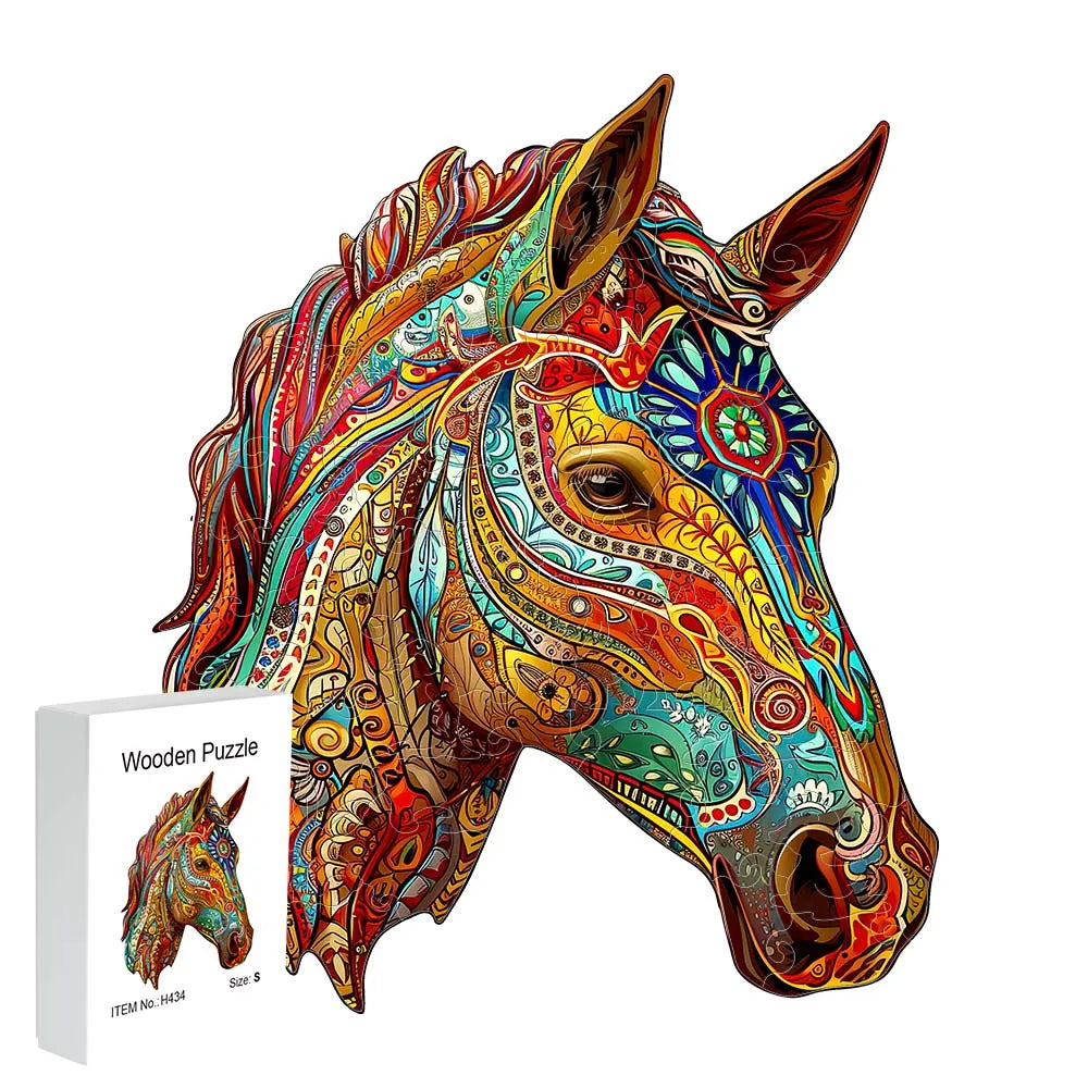 Houten figuren puzzel paard – uniek design in geschenkdoos