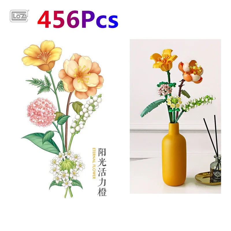 Bouwpakket Bloemenboeket met Rozen – Creatieve Bloemen Bouwstenen Set