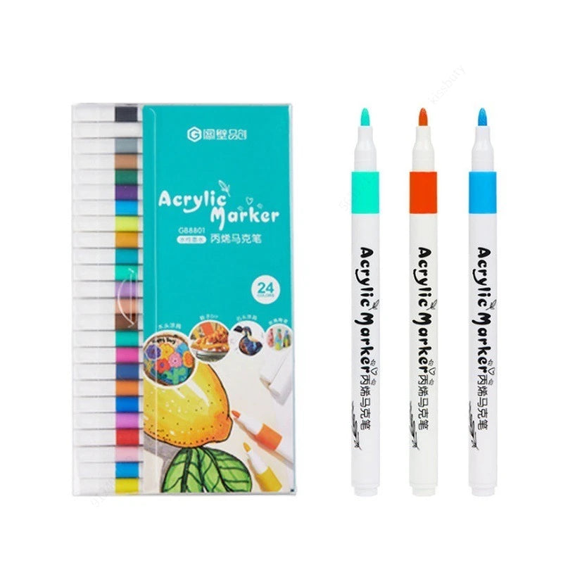 Stiften set acrylverf markers 12-80 kleuren voor steen, glas, hout en keramiek