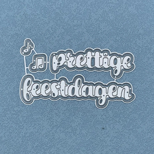 Metalen snijmal - Nederlandse teksten - prettige feestdagen 10.4X6.1 CM