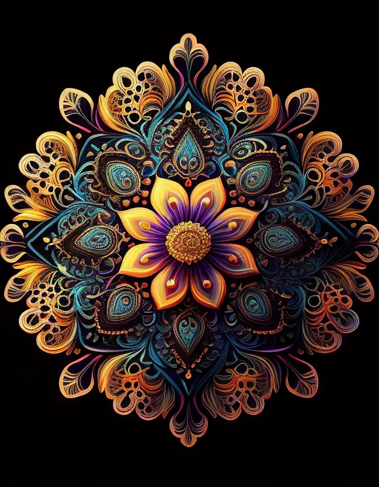 AB Diamond Painting op canvas - Mandala met AB en Fairy Dust steentjes