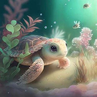 AB Diamond Painting met AB en Fairy dust steentjes – Schildpad Bloem