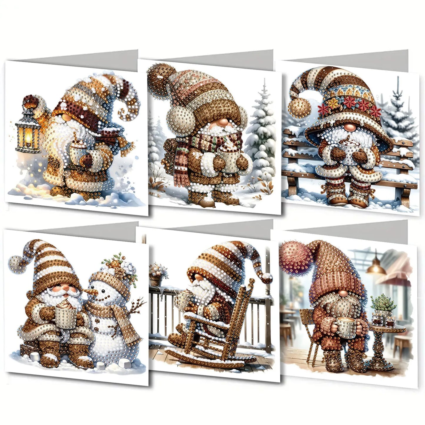 Diamond Painting Kerstkaarten set - 6 stuks feestelijke wenskaarten maken