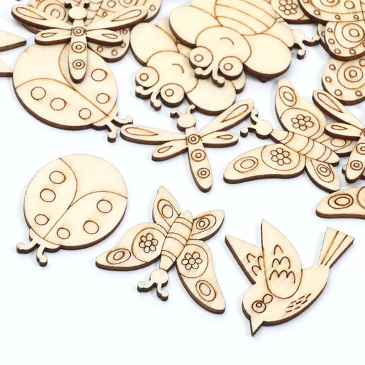 Houten figuur om zelf te kleuren/schilderen – Mix van 20 insecten