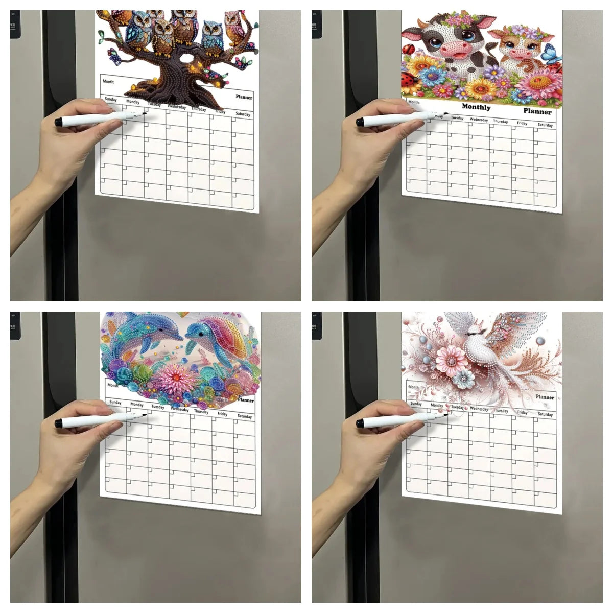 Diamond Painting Kalender met Magnetisch Whiteboard en Markerset voor Beginners