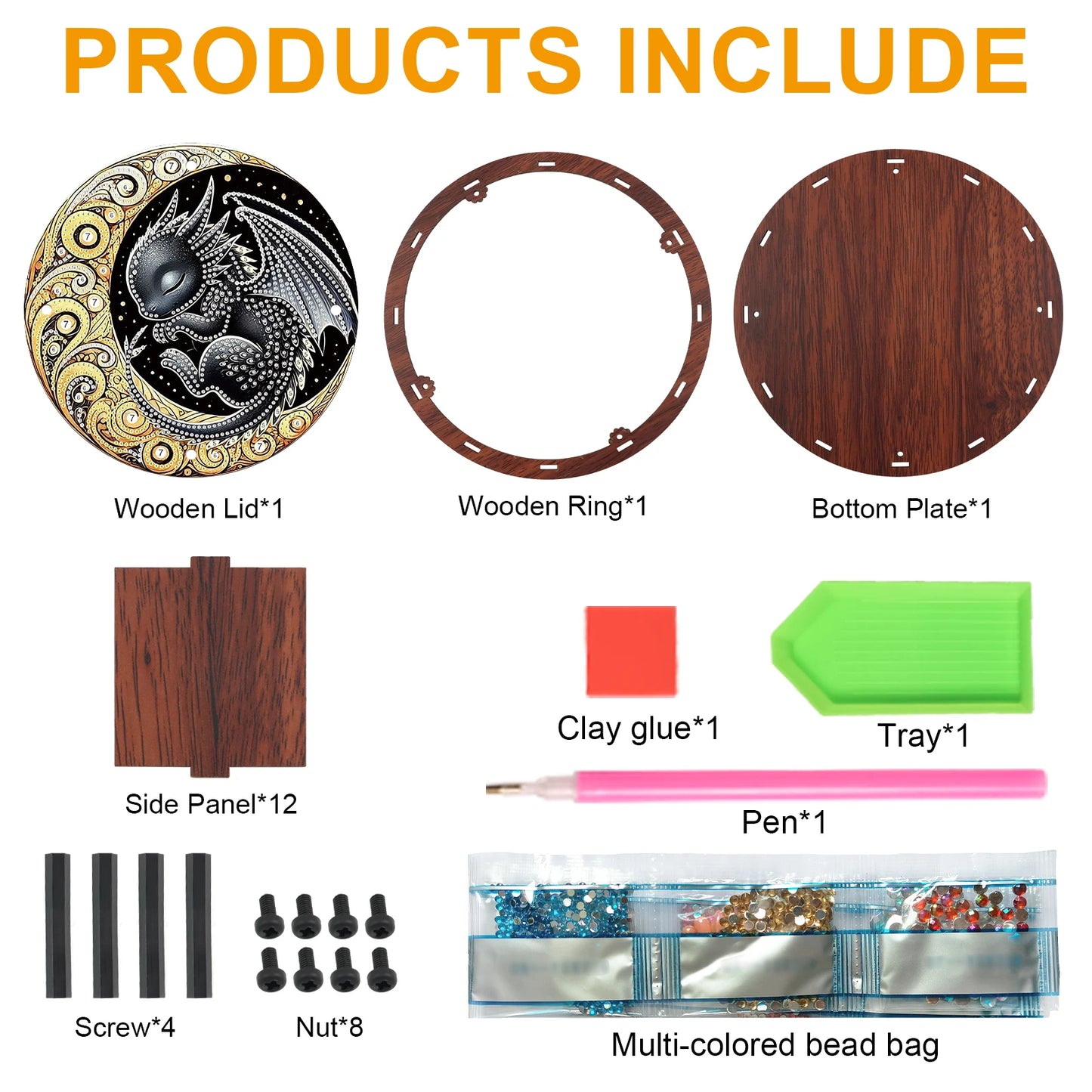 Diamond Painting houten ronde opbergdoos – creatieve organizer voor interieur