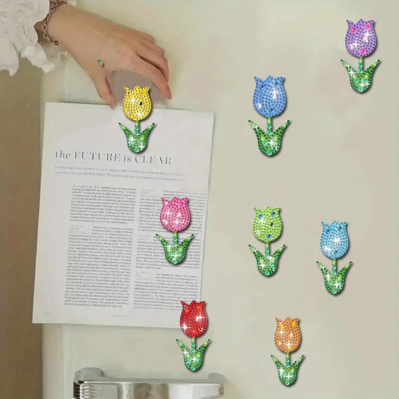 Diamond Painting Magneten met kleurrijke tulpen voor koelkast
