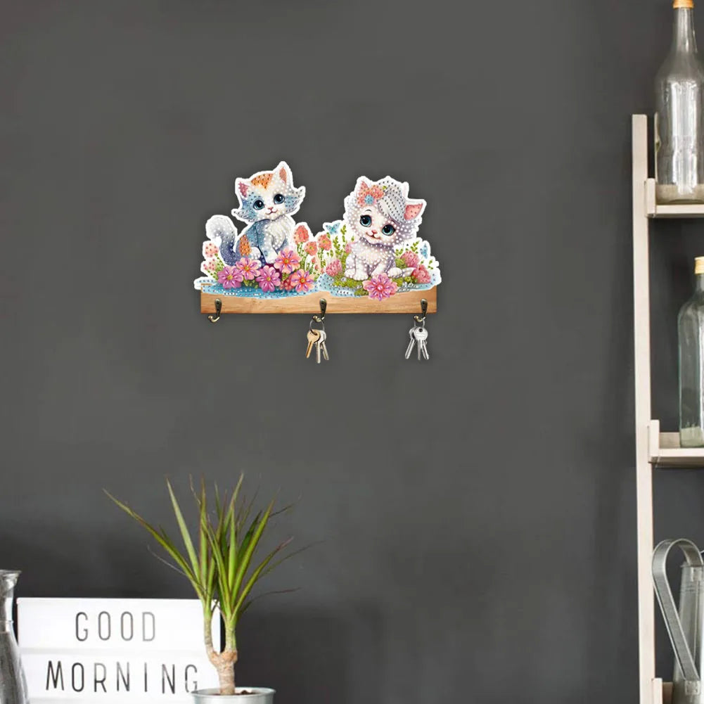 Diamond Painting Kapstok/Sleutelrek met Dieren Design Wandrek