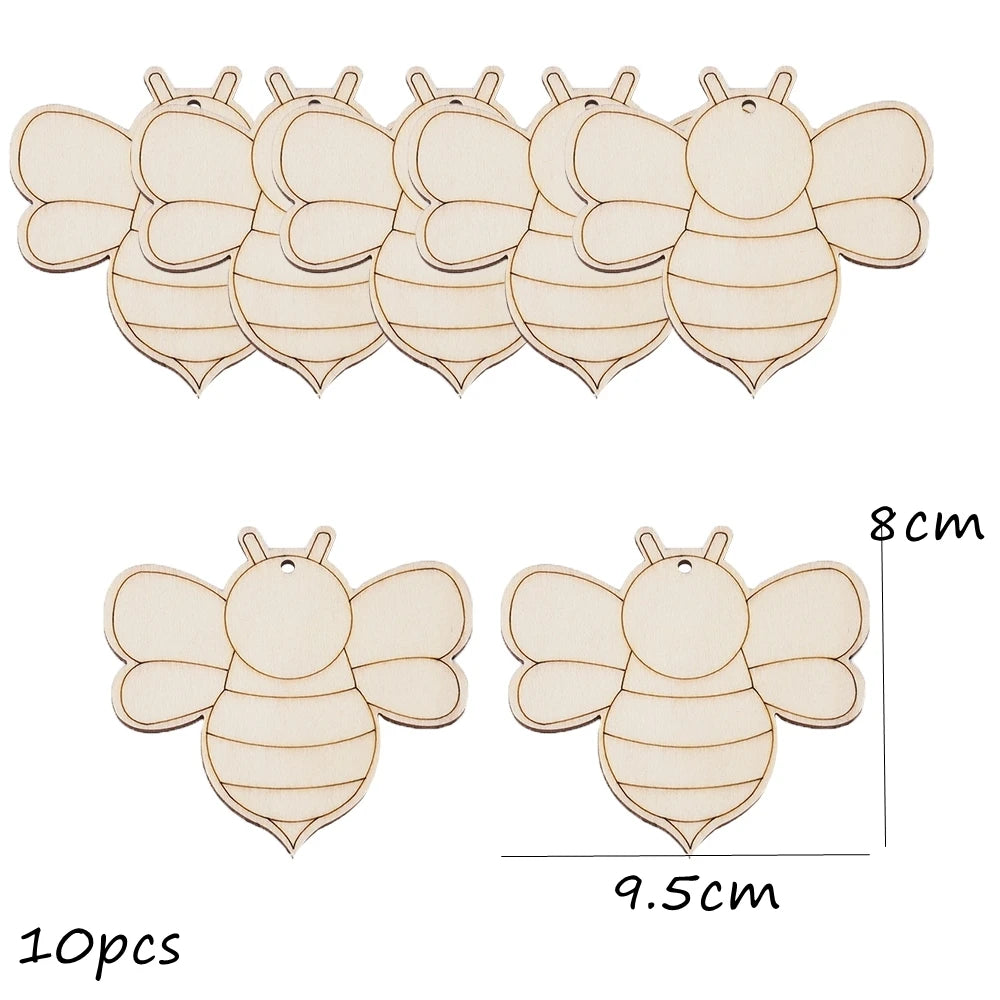 Houten figuren om zelf te kleuren/schilderen lente bloemen set van 10