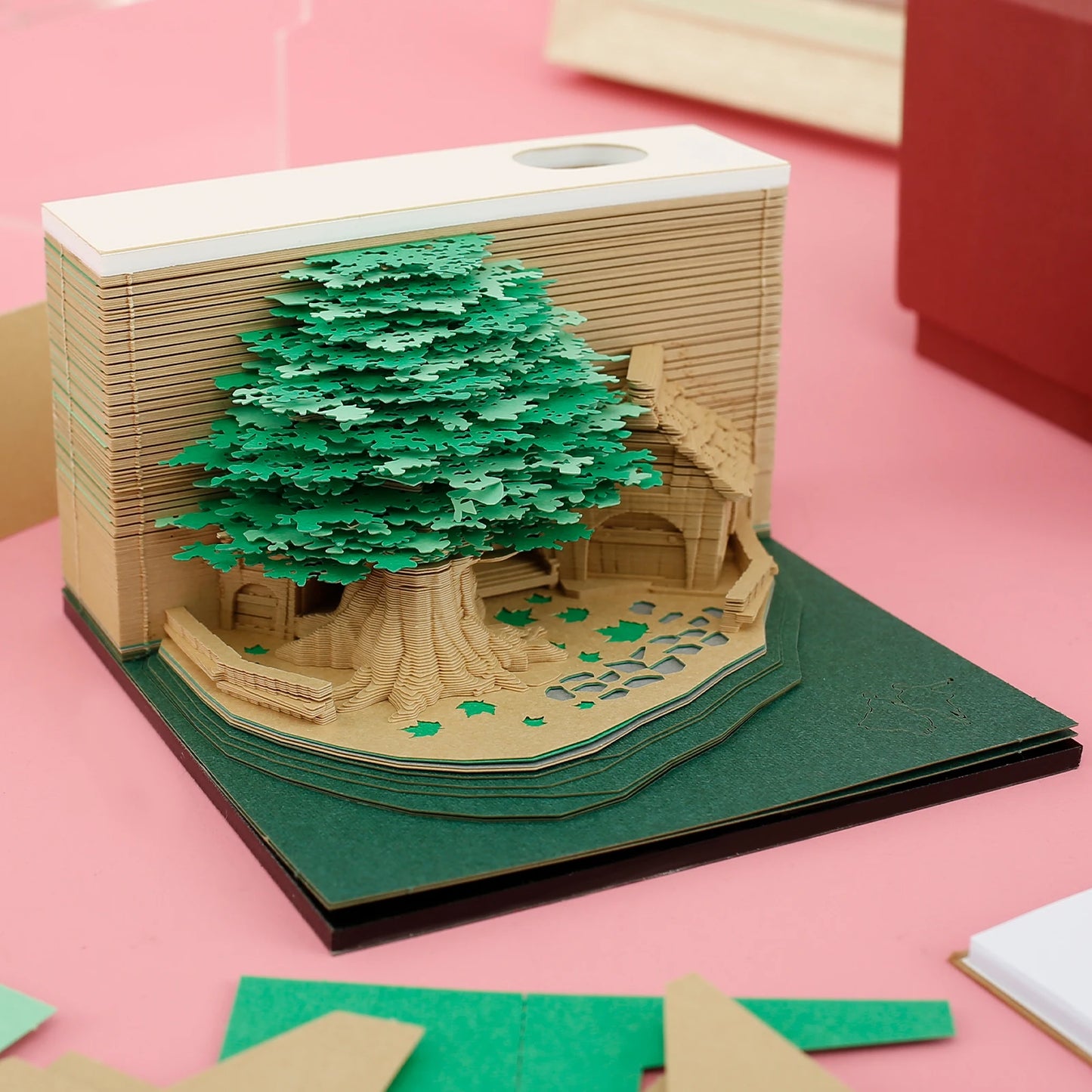 3D Papier Sculptuur Notitieblok met LED – Creatieve Bureau Decoratie