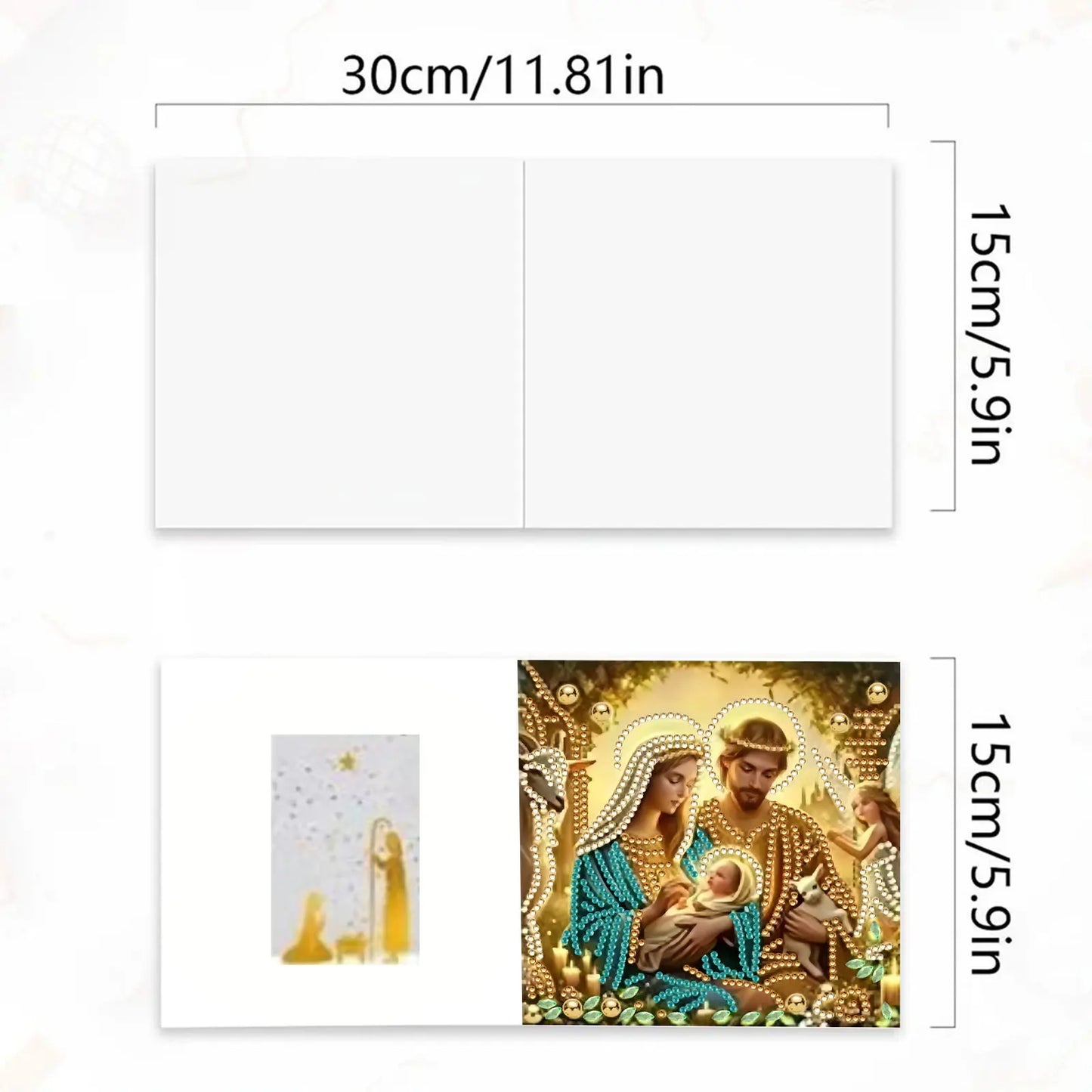 Diamond Painting Kerstkaarten Kerststal Set met 6 Wenskaarten