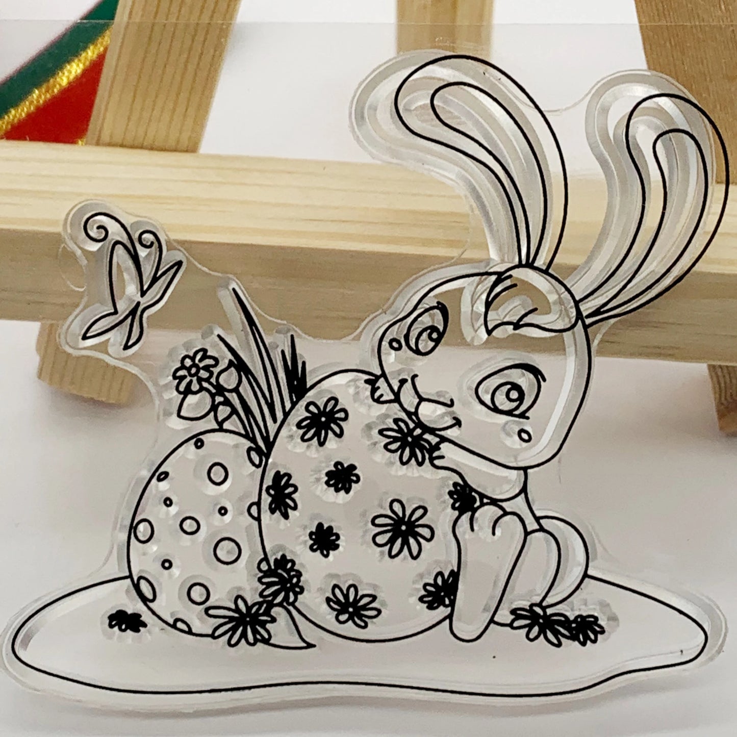 Stempel met snijmal als optie - Konijn & Paasei (10x8cm)