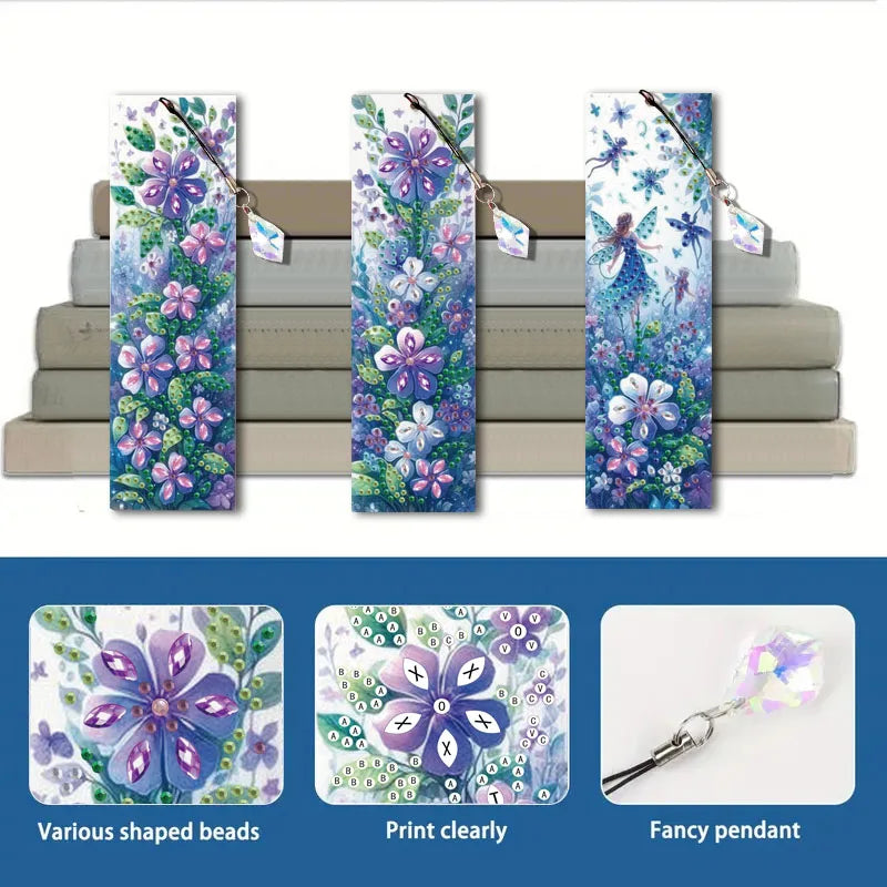 Diamond Painting Boekenlegger Feeën en Bloemen Set van 3