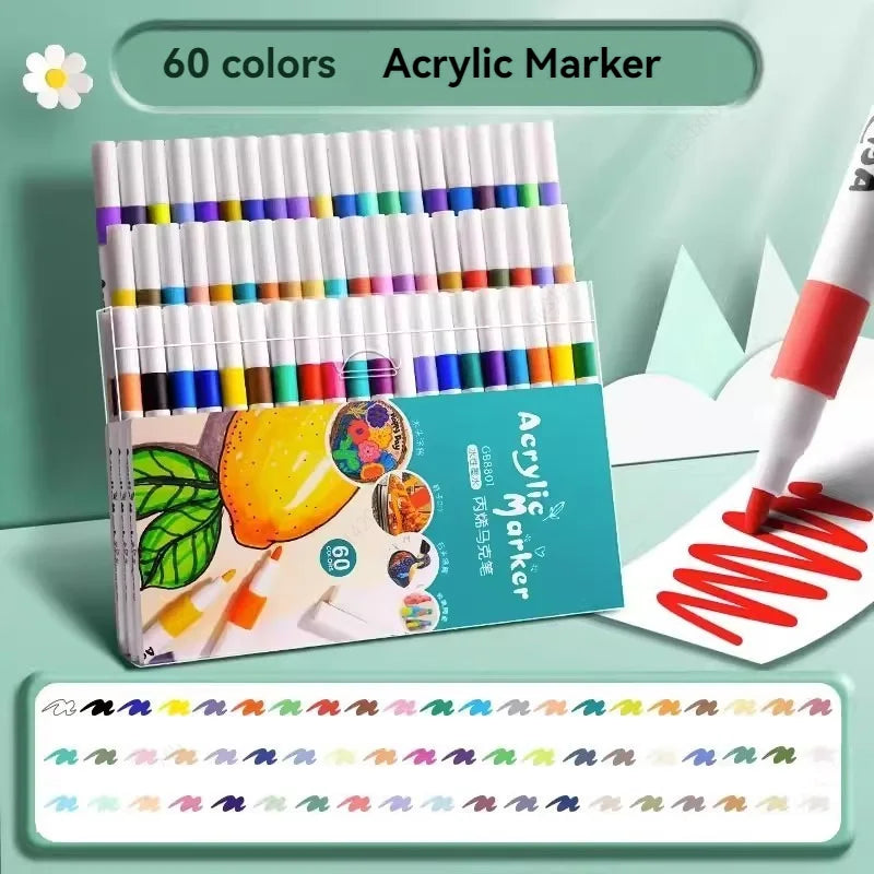 Stiften set acrylverf markers 12-80 kleuren voor steen, glas, hout en keramiek