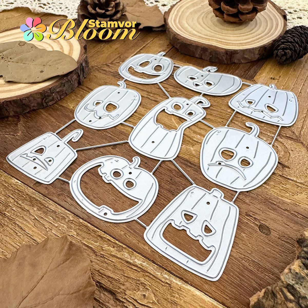 Snijmal Halloween Pompoenen Grappig Ontwerp voor Scrapbooking en Kaartdecoratie