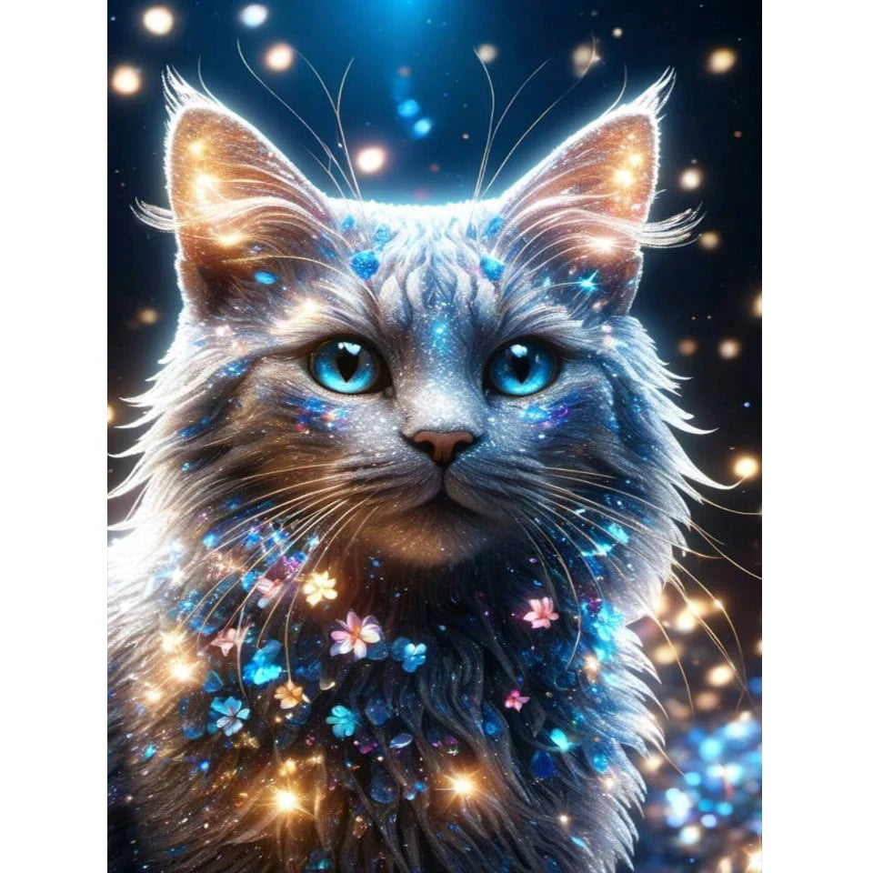 AB Diamond Painting met AB en Fairy dust steentjes Kat