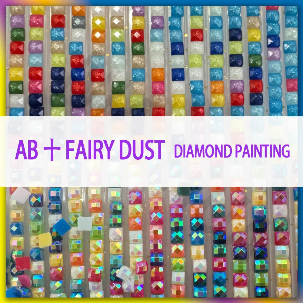 AB Diamond Painting op canvas – Fairy Dust Rozentuin met Koets en Beer