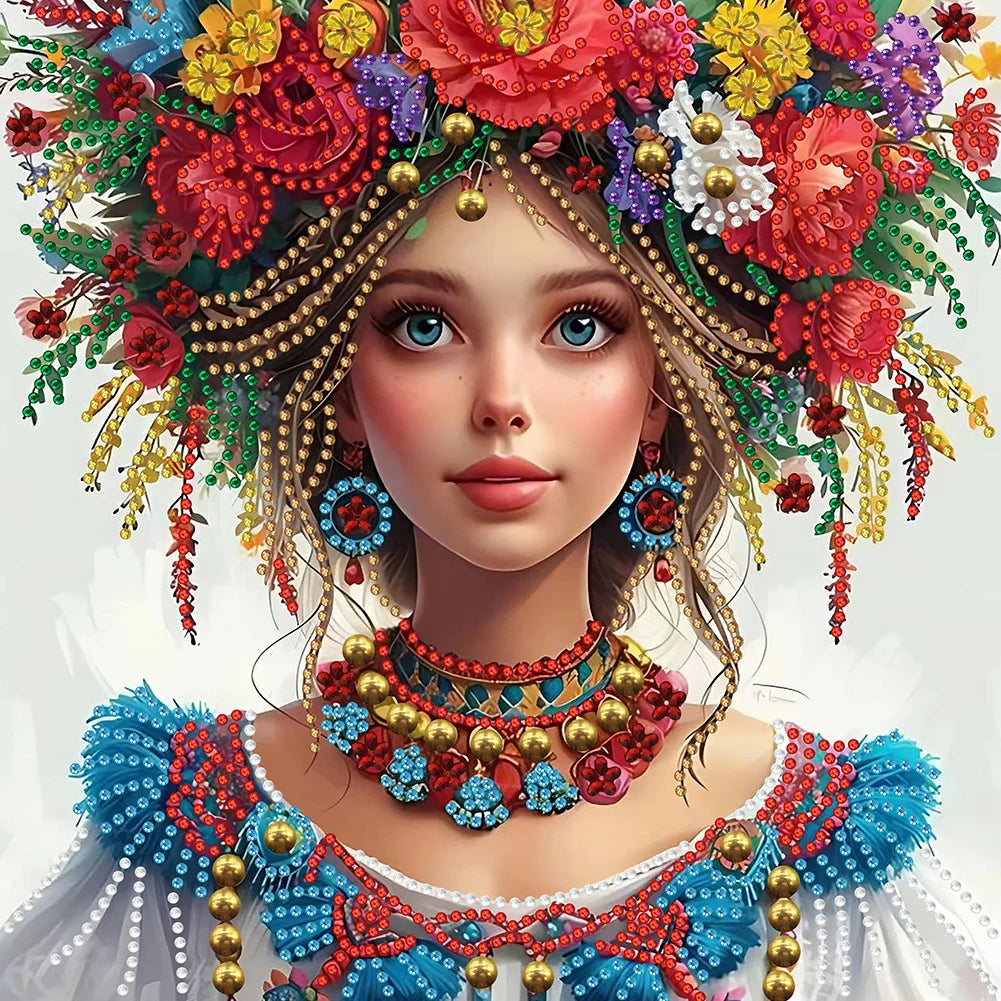 Special Diamond Painting op canvas Dame 30x30cm Speciale Steentjes - GSYX422