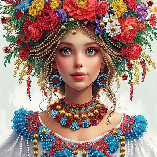 Special Diamond Painting op canvas Dame 30x30cm Speciale Steentjes - GSYX422