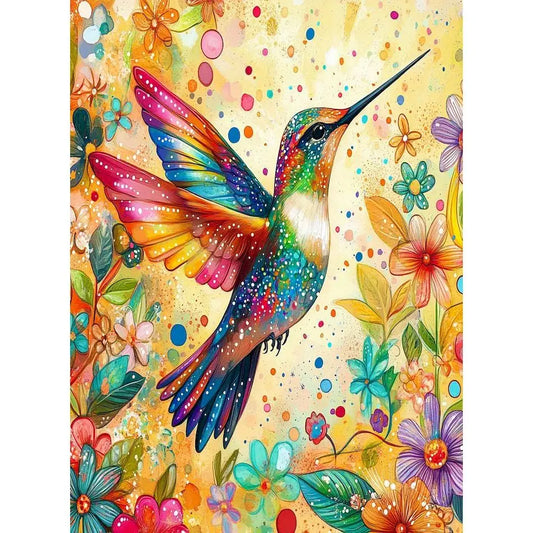 Diamond Painting Dieren - Kleurrijke Wanddecoratie - Kolibrie DZDP82548
