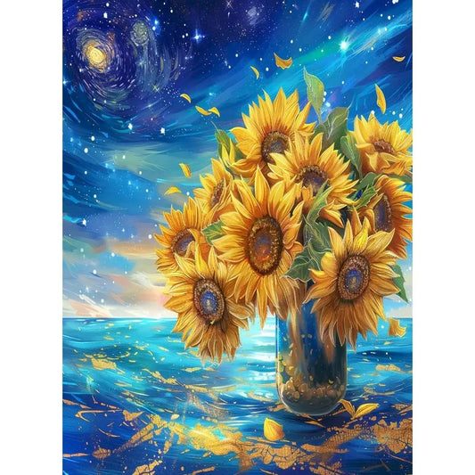 Schilderen op nummer Bloemen met glazen vazen op canvas met frame - 9967500