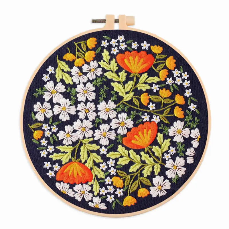 Borduurpakket rond Bloemen Borduren voor Beginners met Volledig Patroon
