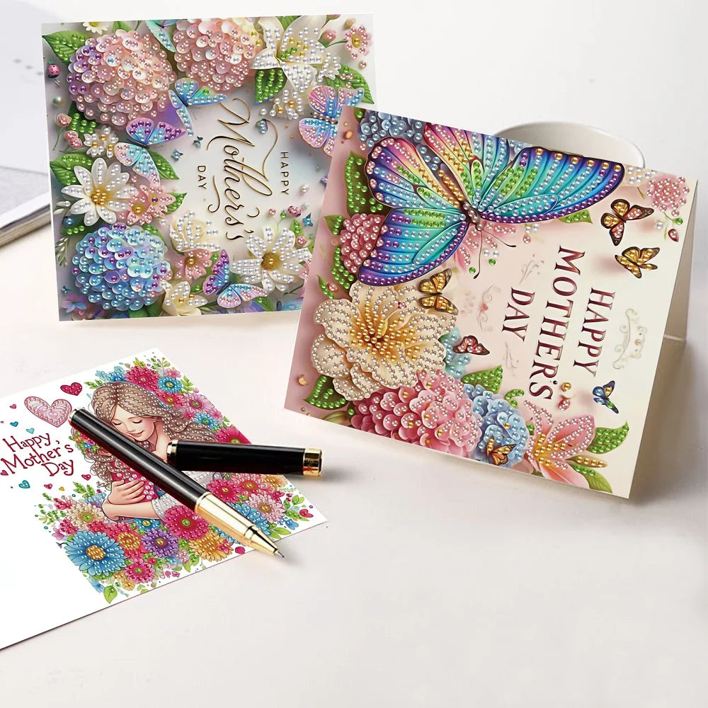 Diamond Painting Wenskaarten set Moederdag met enveloppen 6 stuks
