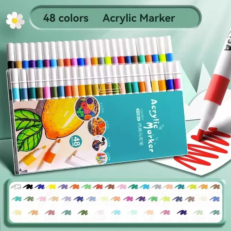 Stiften set acrylverf markers 12-80 kleuren voor steen, glas, hout en keramiek