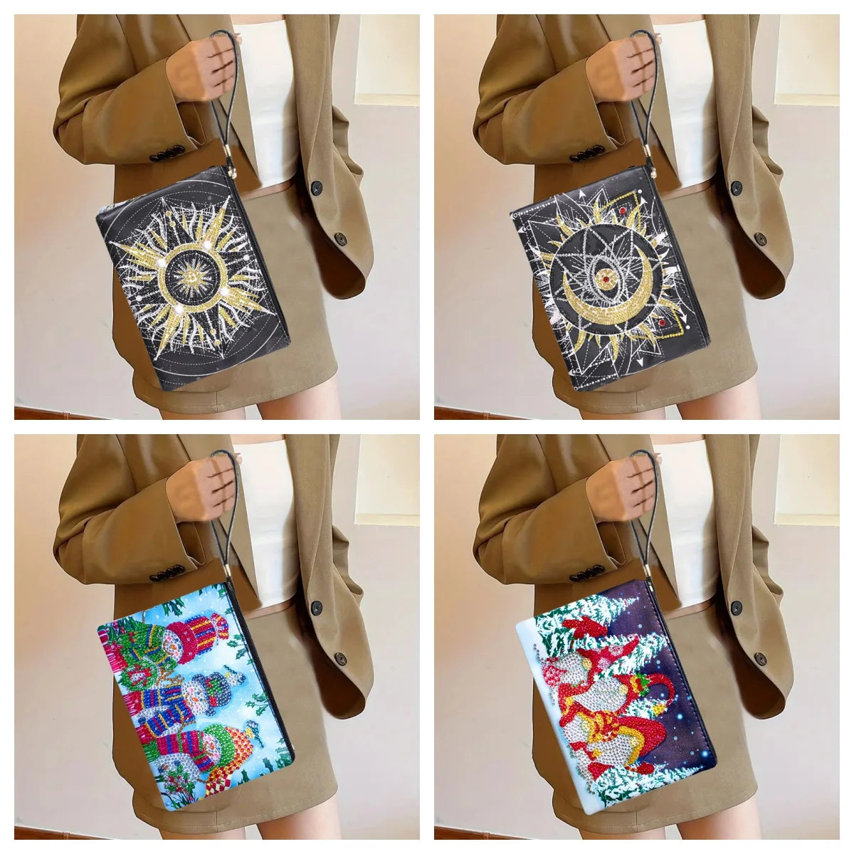 Diamond Painting Etui Kerst Ontwerp Luxe PU Leren Clutch voor Dames