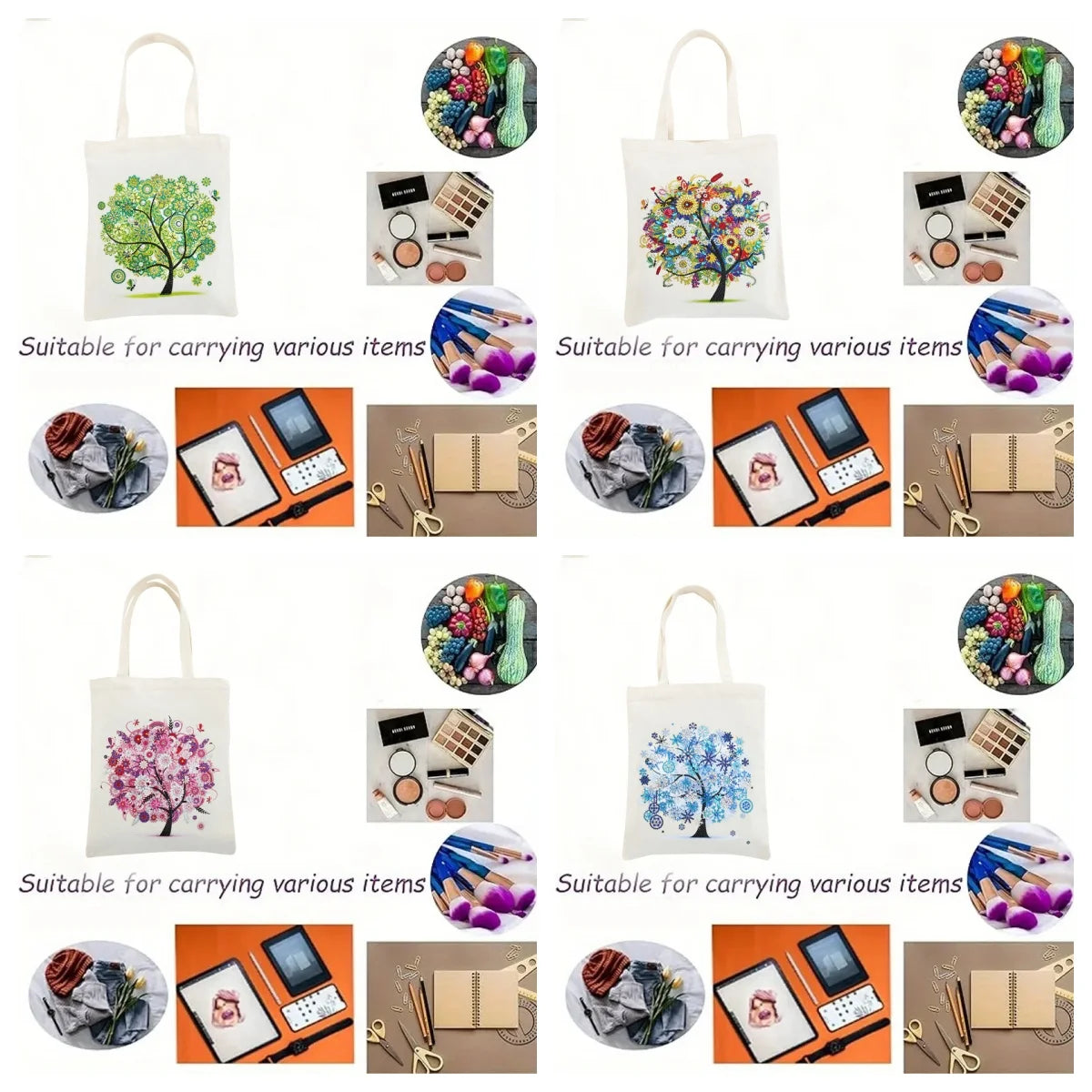 Diamond Painting Tas Seizoenen Shopper met Steentjes