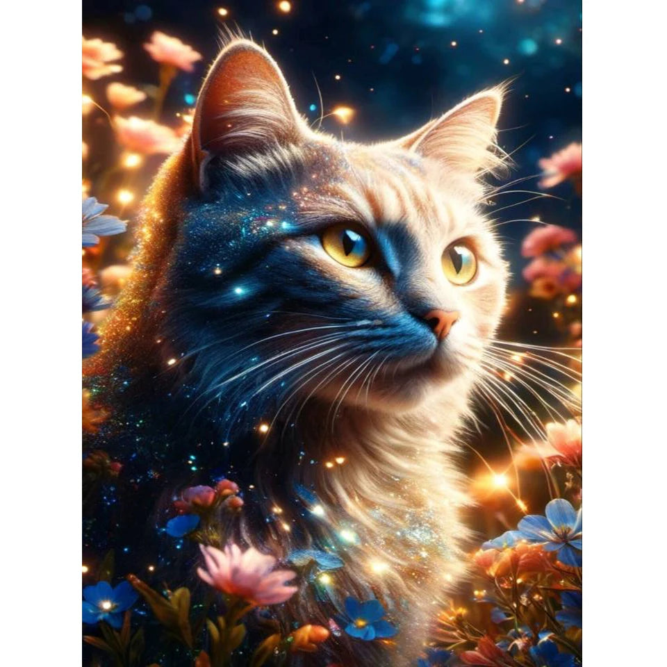 AB Diamond Painting met AB en Fairy dust steentjes Kat