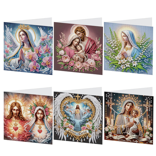 Diamond Painting Wenskaarten set – 6 stuks creatieve kaarten met strass steentjes - HKA026