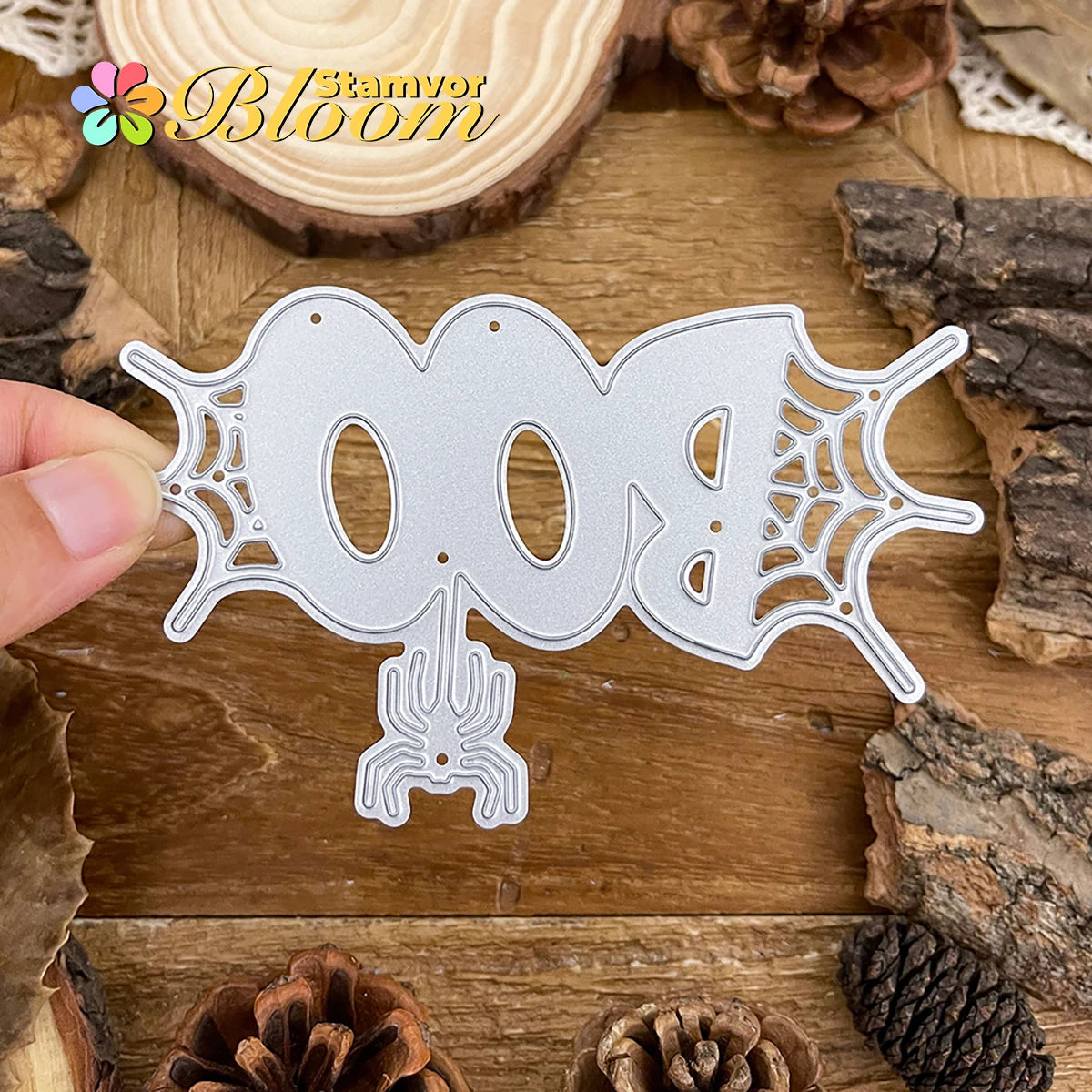 Snijmal Halloween Spinnenweb en BOO Woorden voor Scrapbooking en Kaarten