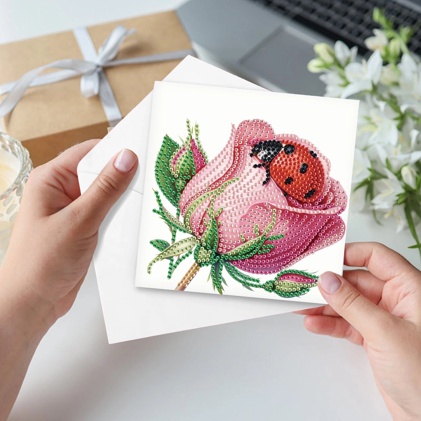 Diamond Painting Wenskaarten set Lieveheersbeestje 6 Stuks Creatief