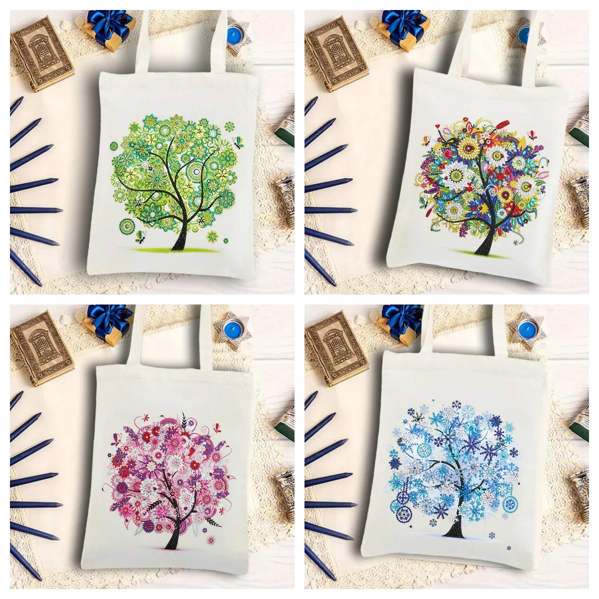 Diamond Painting Tas Seizoenen Shopper met Steentjes