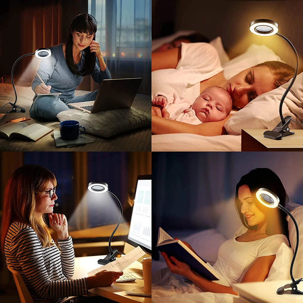 Diamond Painting Loeplamp met 5x Vergroting – LED Verlichting, 3 Lichtstanden & 10 Helderniveaus – USB Aangedreven