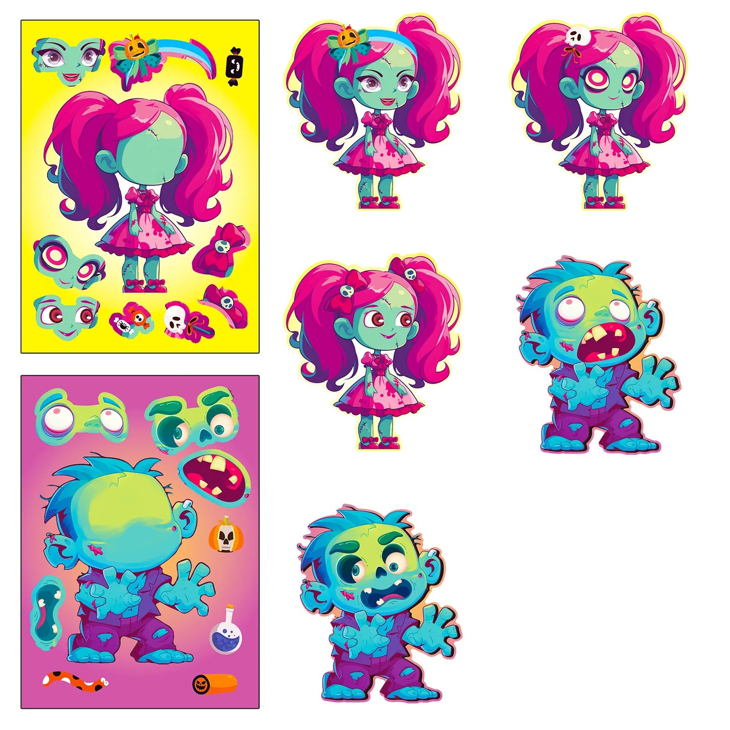 Sticker pret voor kinderen met griezelige puzzelstickers