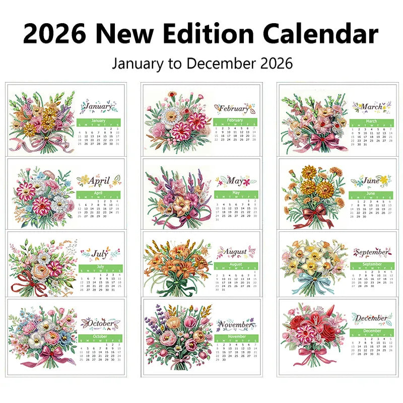 Diamond Painting Kalender met 13 schilderijen kerst en letterthema