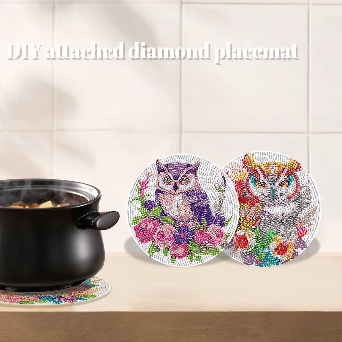 Diamond Painting Placemats Uil Motief Set van 3