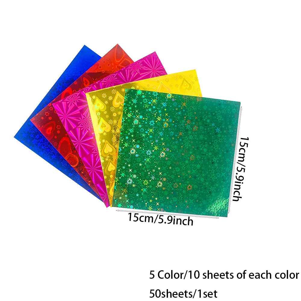 Papier voor kaarten maken en scrapbook glitter origami papier 15 x 15 cm