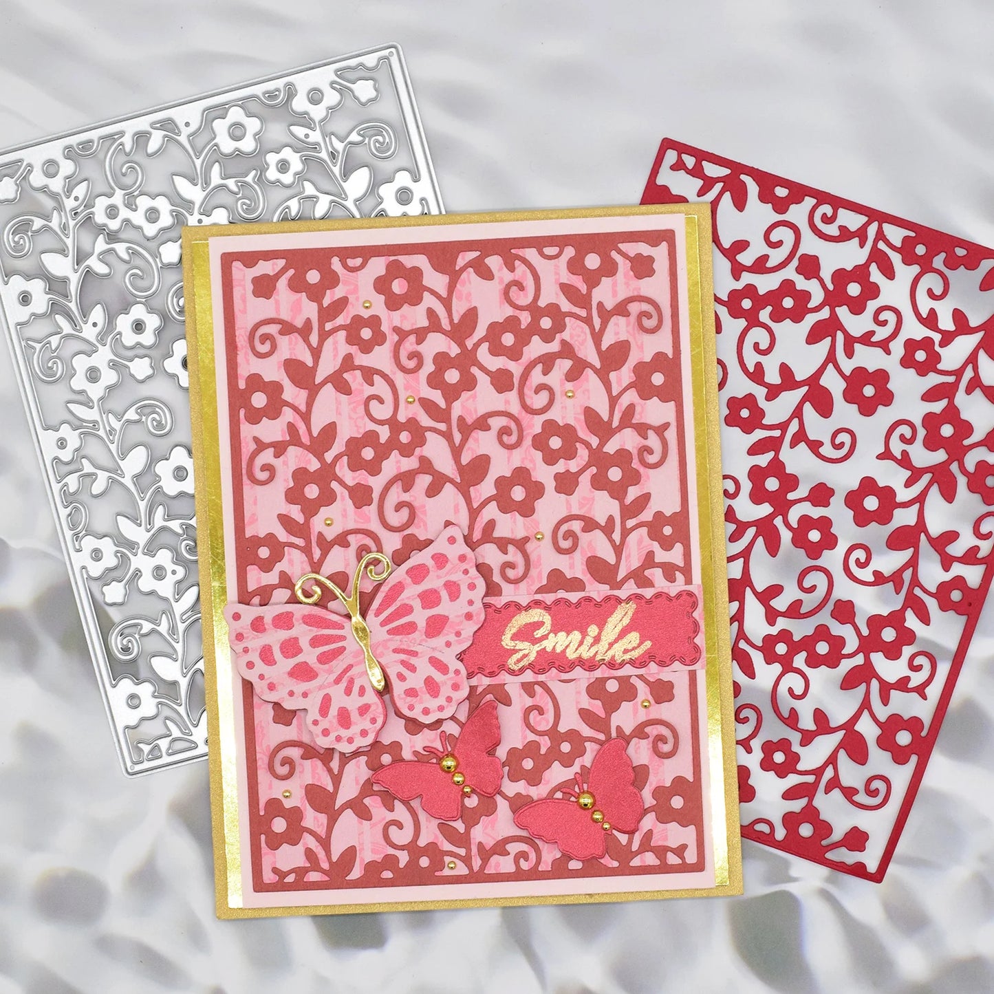 Metalen Snijmal Bloemen Achtergrond Rechthoekig Frame