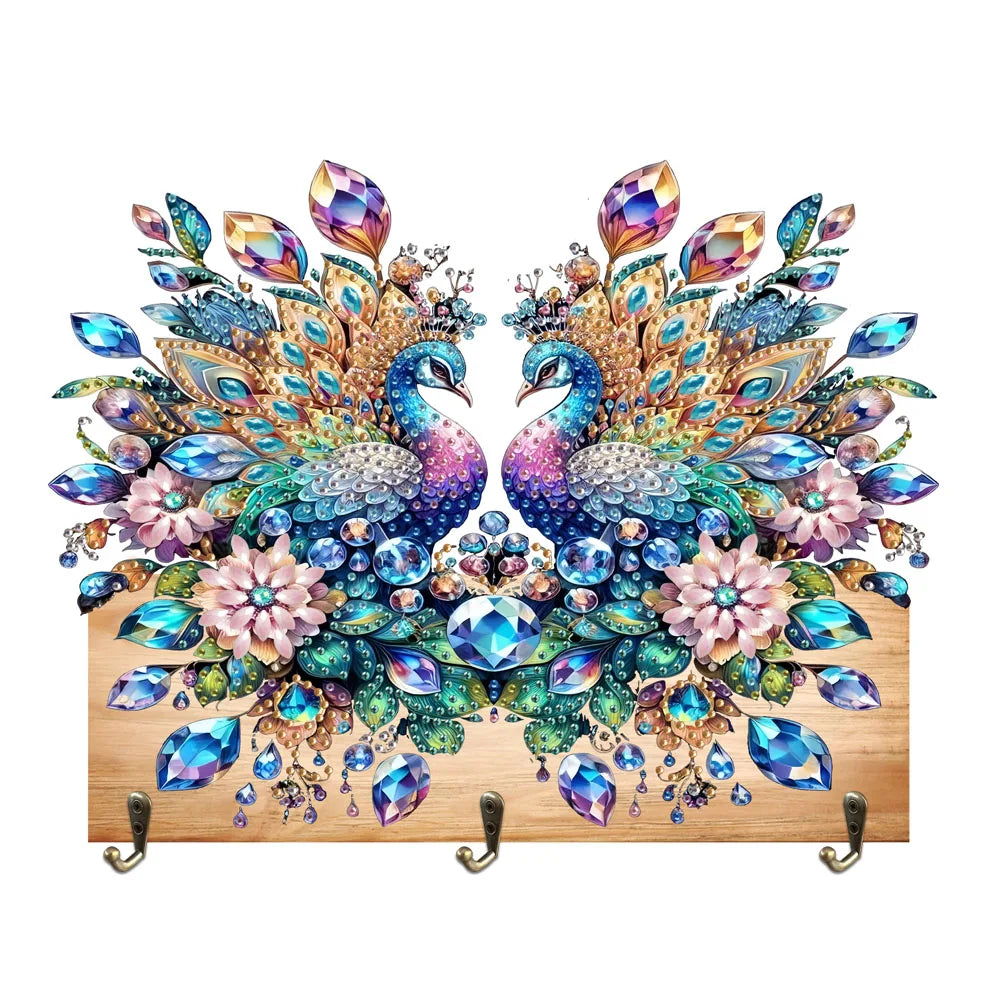 Diamond Painting Kapstok/Sleutelrek met Dieren Motief en 3 Haken