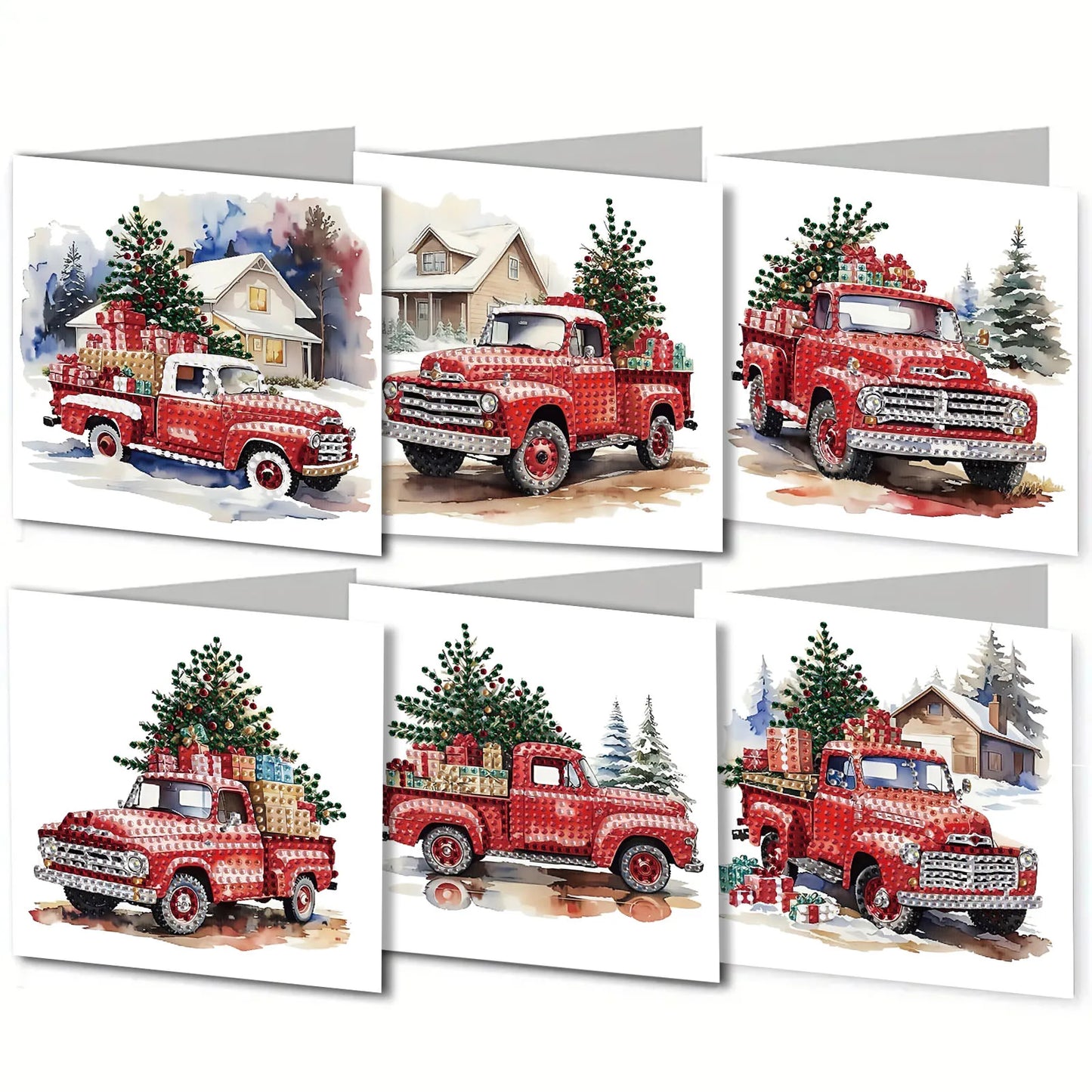Diamond Painting Kerstkaarten set 6 stuks voor kerst en nieuwjaar
