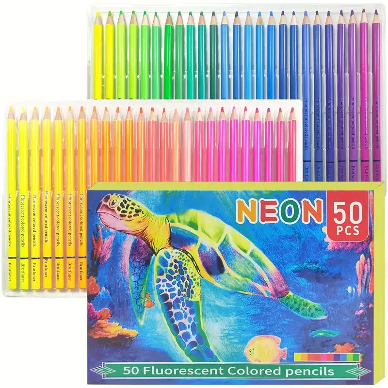 Kleurpotloden set neon 50 stuks voor kleuren en schetsen