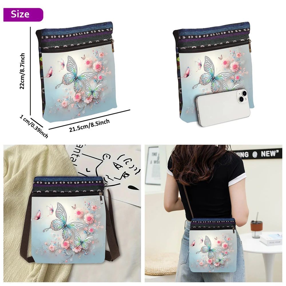 Diamond Painting Tas Vlinder Mandala Crossbody met Rits en Band