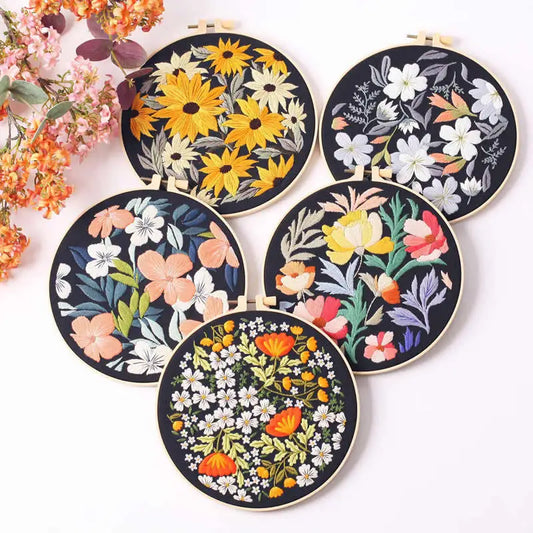Borduurpakket rond Bloemen Borduren voor Beginners met Volledig Patroon