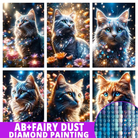AB Diamond Painting met AB en Fairy dust steentjes Kat