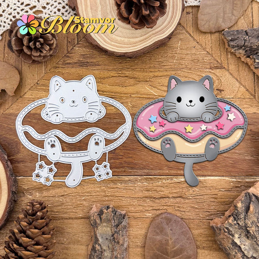 Metalen Snijmal Schattige Kat met Donut Shaker